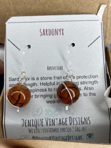 Dragon Vein Sardonyx 10mm Dangly Swirl Drop Earrings in Custom Wire Wrapping Steel, Copper, Bronze, Black Iron, Titanium, Sterling Silver, 14K Gold, Rose Gold, or Black Niobium Wire (Handmade), August Birthstone in Saudi Arabia