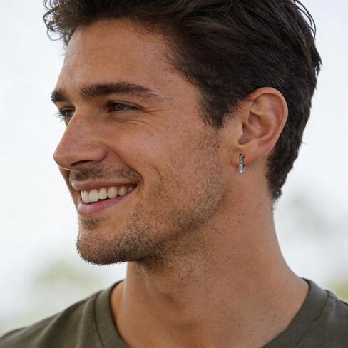 Stainless Steel Stud Earrings Punk Piercing Earrings for Men Hypoallergenic Gifts in Kuwait
