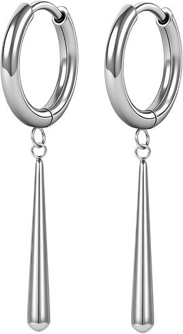 Aoedej G23 Titanium Teardrop Hoop Earrings 18G Titanium Huggie Earrings 10mm/12mm Cartilage Tear Drop Earring for Mens Womens for Piercing Jewelry in Kuwait
