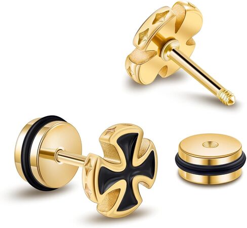 Stainless Steel Stud Earrings Punk Piercing Earrings for Men Hypoallergenic Gifts in Kuwait