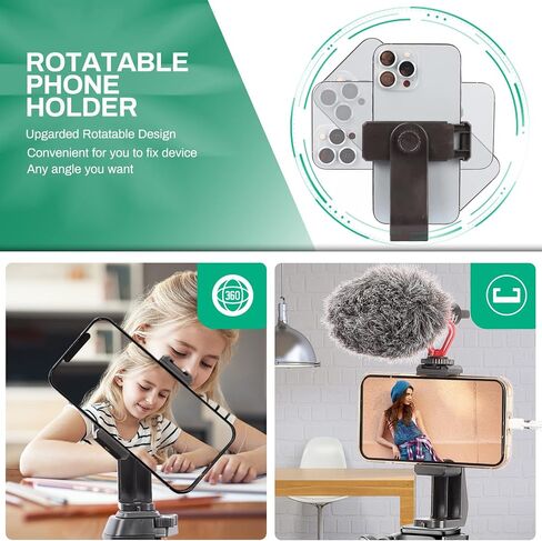 Phone Tripod, Lusweimi 67-inch Horizontal Tripod Stand with 360° Adjustable Ball Head and Wireless Remote for Camera/iPhone/Webcam, Tripod for Video Recording with Extended Arm/Clip Mount/Carry Bag in Kuwait