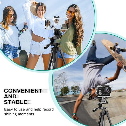 Phone Tripod, Lusweimi 67-inch Horizontal Tripod Stand with 360° Adjustable Ball Head and Wireless Remote for Camera/iPhone/Webcam, Tripod for Video Recording with Extended Arm/Clip Mount/Carry Bag in Kuwait