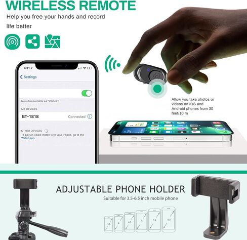 Phone Tripod, Lusweimi 67-inch Horizontal Tripod Stand with 360° Adjustable Ball Head and Wireless Remote for Camera/iPhone/Webcam, Tripod for Video Recording with Extended Arm/Clip Mount/Carry Bag in Kuwait