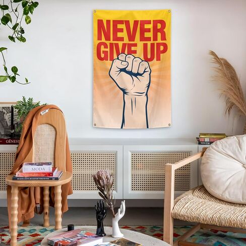 verrlia Never Give Up Motivational Quotes Tapestry 2x3 Feet Inspirational Art Tapestry for Gym College Dorm Classroom Bedroom Wall Decoration in Kuwait