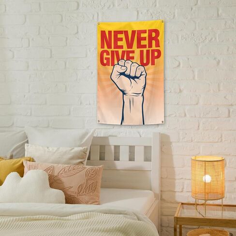 verrlia Never Give Up Motivational Quotes Tapestry 2x3 Feet Inspirational Art Tapestry for Gym College Dorm Classroom Bedroom Wall Decoration in Kuwait