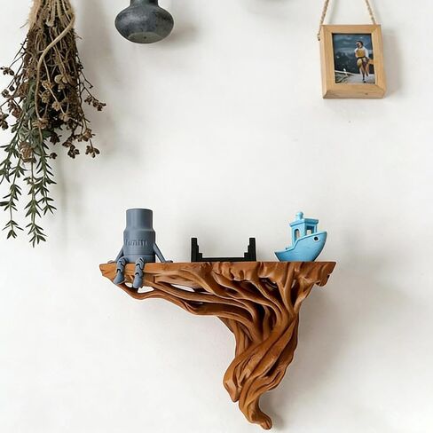 Shelves On Wall, Corner Display, 7.09x3.35x5.51 Inches Rustic Rack Support, Tree Root Storage with Finish, Mount Fixture with Utility, Home Accessories for Decor Book Photo Frame Flower Kitchen Office in Kuwait