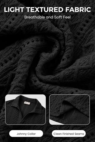 Mens Textured Polo Shirts Knit Hollow-Out Jacquard Casual Vintage V Neck Buttonless Shirt (S-XXL) in Saudi Arabia