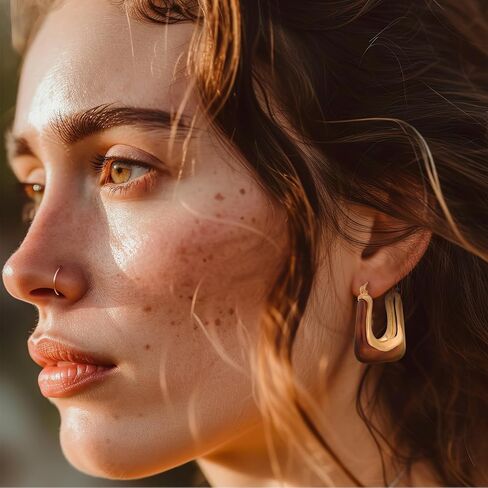 Sureio 6 Pairs Tortoise Shell Earrings for Women Leopard Resin Earrings Resin Brown Chunky Gold Hoops Jewelry Gift in Kuwait