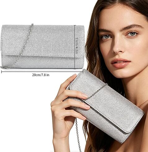 4-Piece Bridal Accessories Set, Silver Crystal Jewelry Collection with Clutch Purse, Necklace, Earrings, Wedding Evening Formal Wear women Jewelry set in Saudi Arabia