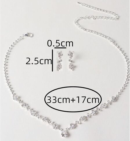 4-Piece Bridal Accessories Set, Silver Crystal Jewelry Collection with Clutch Purse, Necklace, Earrings, Wedding Evening Formal Wear women Jewelry set in Saudi Arabia