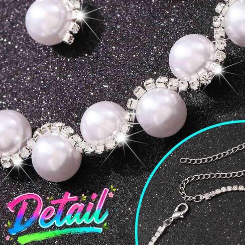 Sixexey Rhinestone Pearl Jewelry Set Bridal Wedding Jewelry White Prom Bracelet Earrings Jewelry for Women in Saudi Arabia