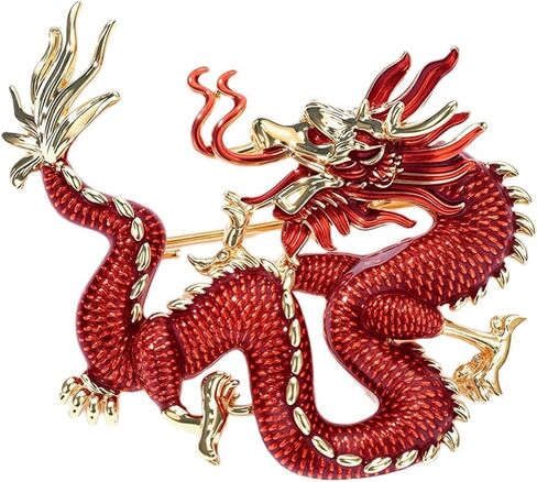 Chinese Zodiac Dragon Brooch Unique Vintage Animal Pin for Women Men Oriental Party Jewelry in Saudi Arabia