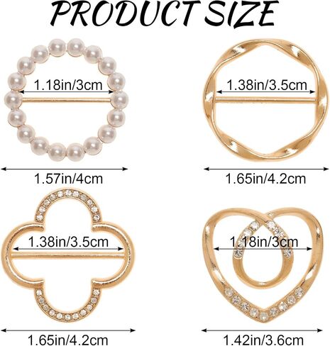 4 PCS Silk Scarf Ring Clips Fashion Round Circle Clip T-shirt Ties Clips Clothing Ring Wrap Holder Clothes Corner Knotted Button for Women Hat Belt Decor in Saudi Arabia