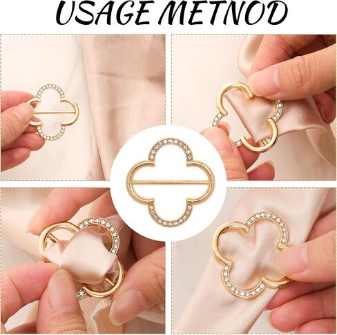 4 PCS Silk Scarf Ring Clips Fashion Round Circle Clip T-shirt Ties Clips Clothing Ring Wrap Holder Clothes Corner Knotted Button for Women Hat Belt Decor in Saudi Arabia