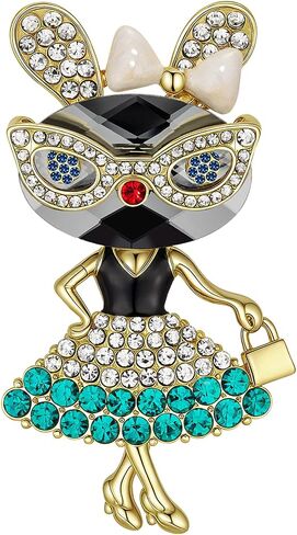 AnotherKiss Easter Bunny Brooch Pin for Women, Rhinestone Crystal Rabbit Lapel Pin, Elegant Spring Easter Gifts for Mom Teacher Graduation in Saudi Arabia