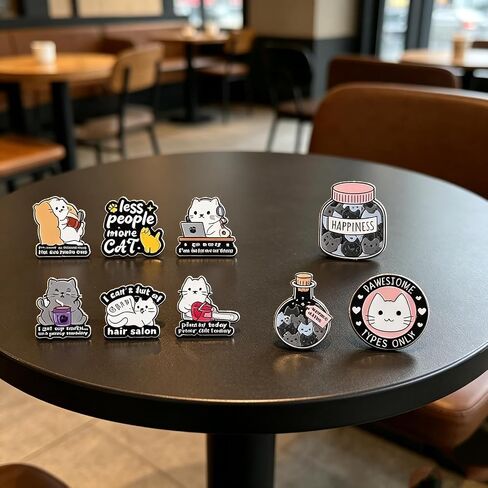 9PCS Sassy Cat Quote Enamel Pins Set Creative Funny Lapel Pin Brooch Decorative for Jackets, Backpacks, Hats & Bags in Kuwait
