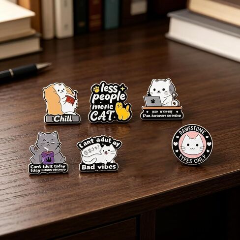9PCS Sassy Cat Quote Enamel Pins Set Creative Funny Lapel Pin Brooch Decorative for Jackets, Backpacks, Hats & Bags in Kuwait