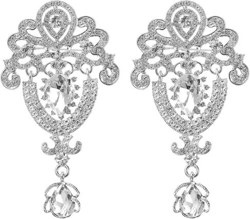 PATIKIL 2 Pcs Large Rhinestone Brooch, Vintage Crystal Bouquet Pin Gold Brooch Pins for Women Wedding Bridal Party Birthday Dance Banquet Decoration, Gold(3.7x2 Inch) in Kuwait