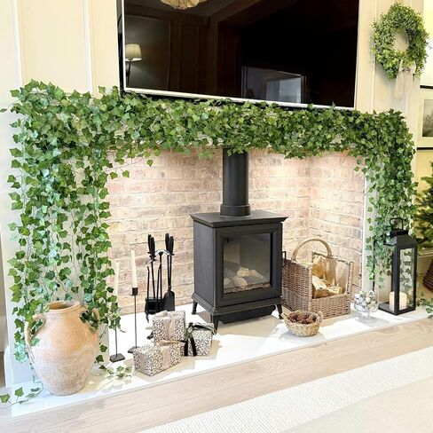 CQURE 48 Pcs 336Ft Artificial Ivy Fake Vines,Ivy Garland Greenery Garland Fake Hanging Plants Vines Green Leaves for Bedroom Wedding Garden Wall Room Decor in Saudi Arabia