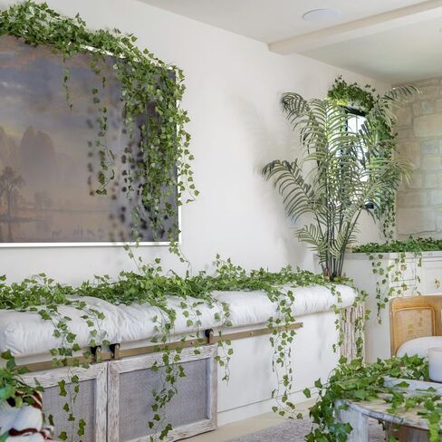 CQURE 48 Pcs 336Ft Artificial Ivy Fake Vines,Ivy Garland Greenery Garland Fake Hanging Plants Vines Green Leaves for Bedroom Wedding Garden Wall Room Decor in Saudi Arabia