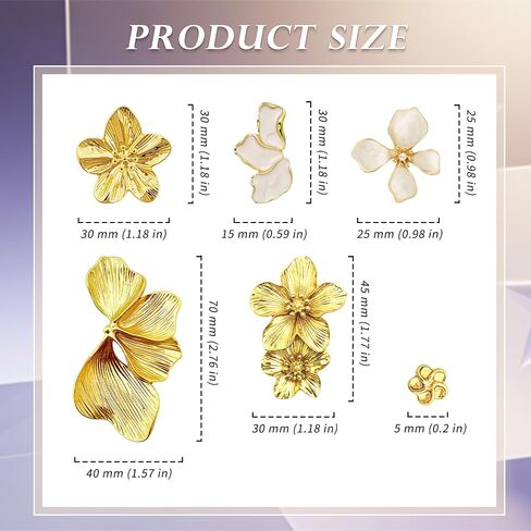 Gold Flower Statement Earrings for Women Chunky Elegant Pastel Floral Leaf Earrings Fashion Large Irregular Big Fall Flower Stud Dangle Earring Set in Kuwait