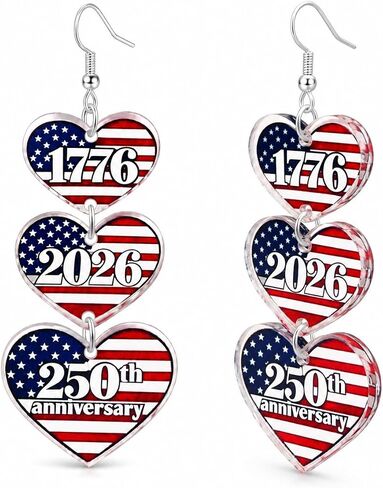 4th of July Earrings for Women, Patriotic Independence Day Earring, 250th Anniversary USA Acrylic Earrings Accessories in Saudi Arabia