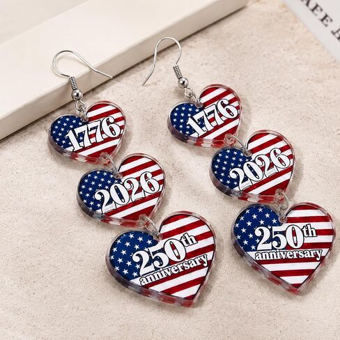 4th of July Earrings for Women, Patriotic Independence Day Earring, 250th Anniversary USA Acrylic Earrings Accessories in Saudi Arabia