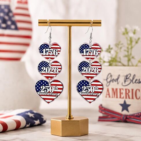 4th of July Earrings for Women, Patriotic Independence Day Earring, 250th Anniversary USA Acrylic Earrings Accessories in Saudi Arabia