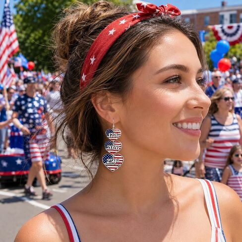 4th of July Earrings for Women, Patriotic Independence Day Earring, 250th Anniversary USA Acrylic Earrings Accessories in Saudi Arabia