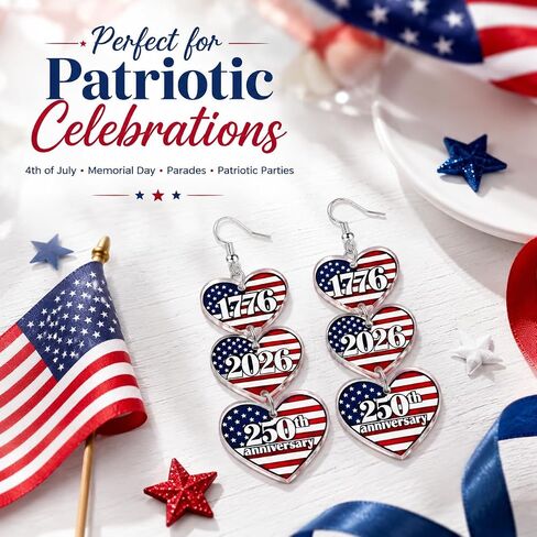 4th of July Earrings for Women, Patriotic Independence Day Earring, 250th Anniversary USA Acrylic Earrings Accessories in Saudi Arabia