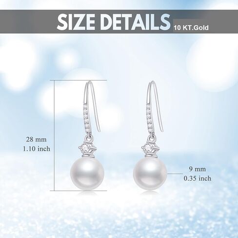 10k Gold 0.16 Cttw Lab Grown Diamond and Freshwater Cultured Pearl Dangle Earrings for Women in Kuwait