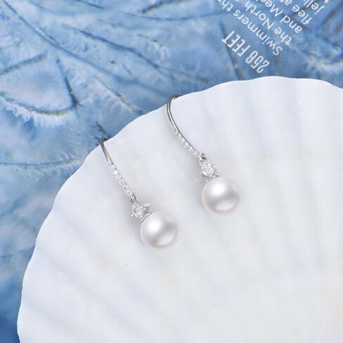 10k Gold 0.16 Cttw Lab Grown Diamond and Freshwater Cultured Pearl Dangle Earrings for Women in Kuwait