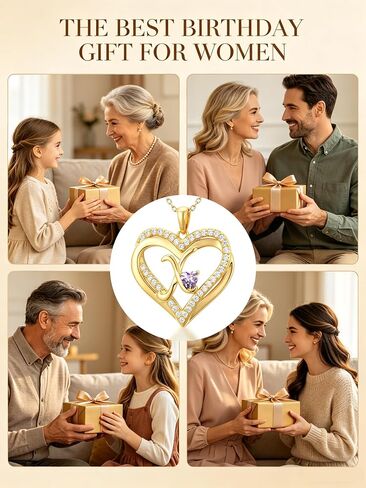 Heart Initial Necklaces for Women - Alphabets Letters Pendant Necklace with Birthstone 14K Gold Plated Name Jewelry Christmas Valentine Mothers Day Birthday Gifts for Women Her Friend in Saudi Arabia