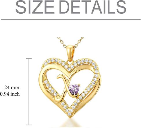 Heart Initial Necklaces for Women - Alphabets Letters Pendant Necklace with Birthstone 14K Gold Plated Name Jewelry Christmas Valentine Mothers Day Birthday Gifts for Women Her Friend in Saudi Arabia