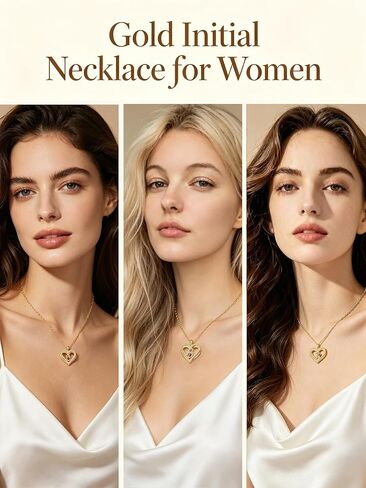 Heart Initial Necklaces for Women - Alphabets Letters Pendant Necklace with Birthstone 14K Gold Plated Name Jewelry Christmas Valentine Mothers Day Birthday Gifts for Women Her Friend in Saudi Arabia