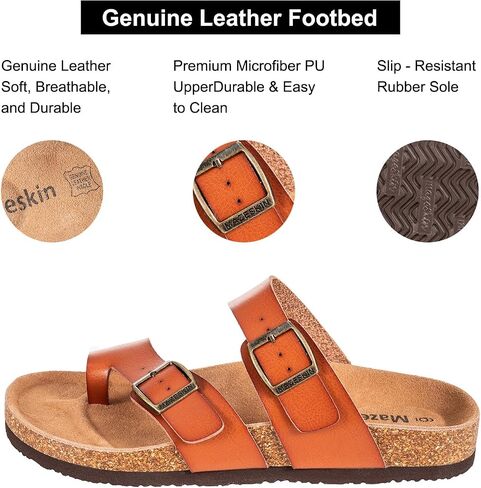 mazeskin Genuine Arch Support Orthopedic Slide Sandals for Women with Real Leather Footbed, Vegan Leather Straps, Orthotic Flip Flops for Plantar Fasciitis Relief & Foot Pain in Saudi Arabia