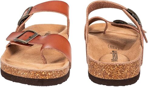 mazeskin Genuine Arch Support Orthopedic Slide Sandals for Women with Real Leather Footbed, Vegan Leather Straps, Orthotic Flip Flops for Plantar Fasciitis Relief & Foot Pain in Saudi Arabia