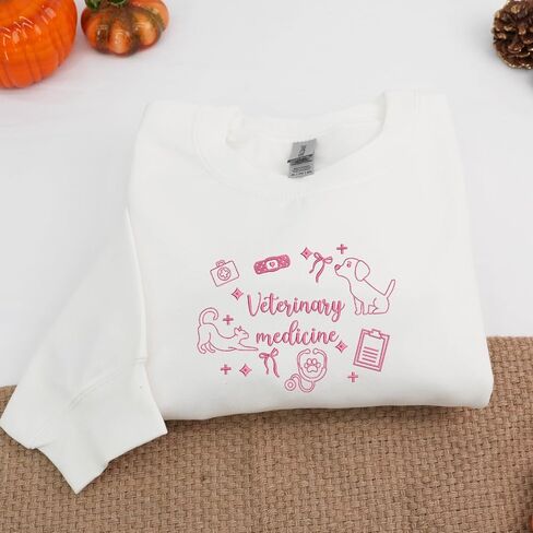 Custom Embroidered Veterinary Medicine Sweatshirt – Personalized Vet Tech Gift With Sleeve Name and Icons– Unique Gift for Veterinary Students, Animal Lovers, Graduation or Appreciation Present in Saudi Arabia