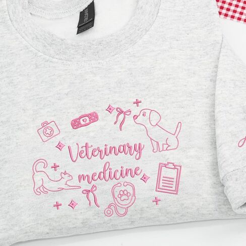 Custom Embroidered Veterinary Medicine Sweatshirt – Personalized Vet Tech Gift With Sleeve Name and Icons– Unique Gift for Veterinary Students, Animal Lovers, Graduation or Appreciation Present in Saudi Arabia