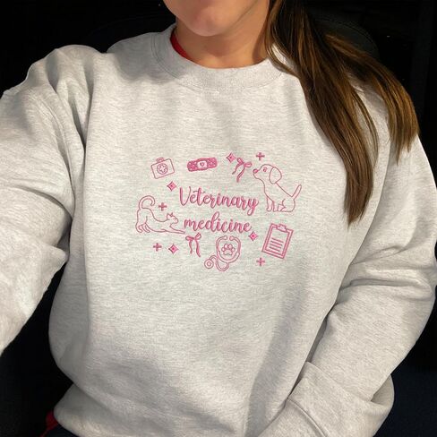 Custom Embroidered Veterinary Medicine Sweatshirt – Personalized Vet Tech Gift With Sleeve Name and Icons– Unique Gift for Veterinary Students, Animal Lovers, Graduation or Appreciation Present in Saudi Arabia