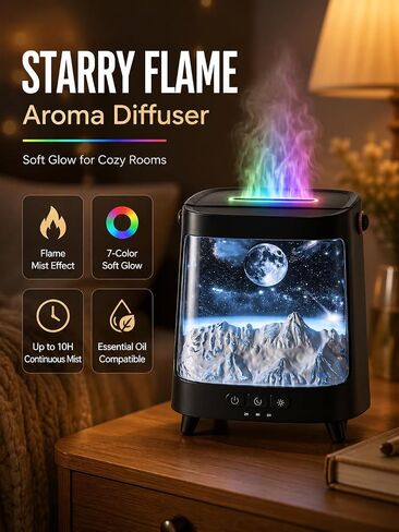 Starry Aroma Diffuser with Remote Control, 200ml Quiet Small Essential Oil Diffuser with 7 Color Soft Glow Night Light, 2 Mist Modes, 3 Timers, Auto Shut-Off, Home Relaxation Gift for Girls Women in Saudi Arabia