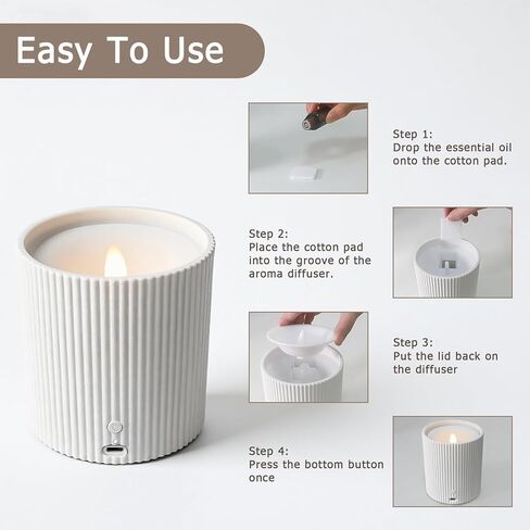 24PCS Oil Cotton Pads for ETAROWKS Waterless Candle Essential Oil Diffuser,Aroma Pad,Pure White Cotton Pads for Flameless Candle Diffuser in Saudi Arabia