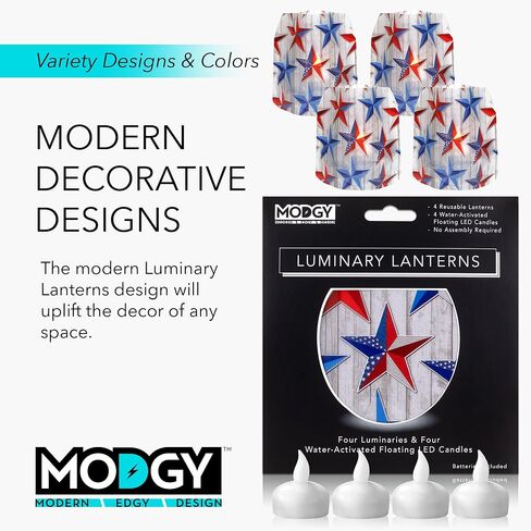 حامل شموع فوانيس مضيئة من MODGY للديكور الداخلي والخارجي، فوانيس لتزيين قطعة مركزية لحفلات الزفاف خارج الفناء 4 عبوات، مع شموع LED عائمة عديمة اللهب ستارستروك in Kuwait