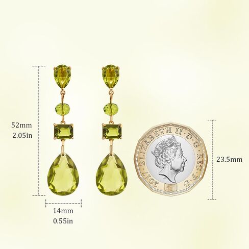 August Birthstone Drop Earrings for Women, Multi-Gemstone Peridot Dangle Earrings, Unique Green Gold Tone Jewelry Gift in Saudi Arabia