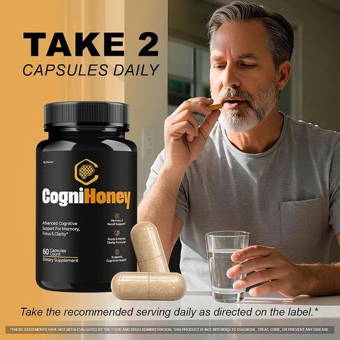 CogniHoney Capsules - Official Cogni Honey Pills Advanced Premium Formula for Maximum Strength, All Natural Ingredients with Vitamins for Overall Health & Wellness, 60 Capsules for 1 Month in Saudi Arabia