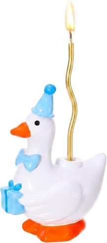 Silly Goose Cake Candle Holder, Mini Cute Cake Topper Candlestick Decoration, One Silly Goose Birthday Party Supplies for Birthday Celebration Party, for 0.4cm Candles(Pink) in Kuwait