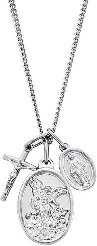 CRAFTD - Jesus & Mary Pendant Necklace - A Symbol of Faith - 20.5" (2mm) Cuban Link Chain - Mens Jewlery - Hypoallergenic - Waterproof, Heat & Sweat Resistant in Saudi Arabia