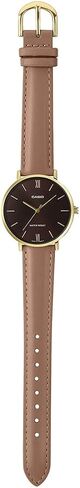 Casio MTP-VT01GL-5B Men's Minimalistic Gold Tone Brown Leather Band Burgundy Dial 3-Hand Analog Watch in Saudi Arabia