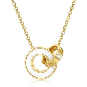 Pendant Necklace For Women, 18K Gold-Plated Chain, with Enamel Circle in Saudi Arabia