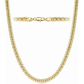 HIKARITO 6 mm Gold Chain Necklace for Men & Women, Simple 14k Gold Filled Cuban chain, Hypoallergenic & Durable for Everyday Wear, Double Layer Cuban Chain, Womens Mens Jewelry (18/20/22/24in) in Saudi Arabia